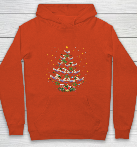 Dragonfly Christmas Tree Santa Dragonfly Bird Xmas Gift Youth Hoodie 3