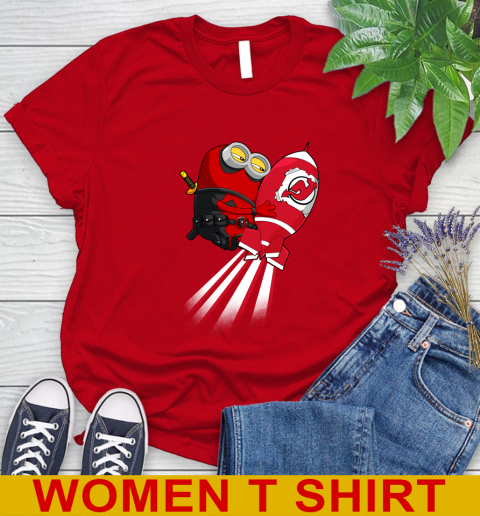 NHL Hockey New Jersey Devils Deadpool Minion Marvel Shirt Women's T-Shirt 11