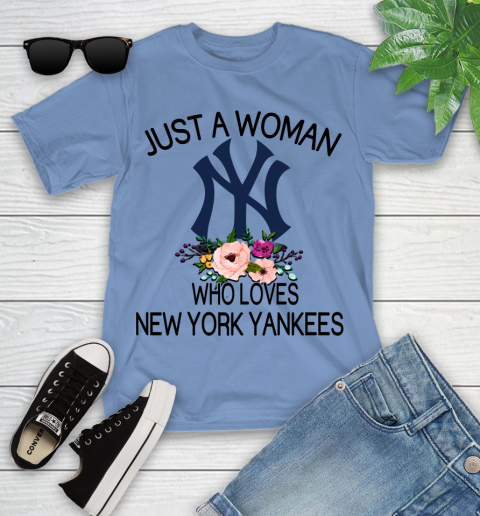 MLB Just A Woman Who Loves New York Yankees Baseball Sports Youth T-Shirt 9