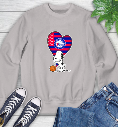Philadelphia 76ers NBA Basketball The Peanuts Movie Adorable Snoopy Sweatshirt 12