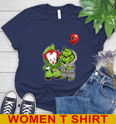 Houston Texans Baby Pennywise Grinch Christmas NFL Football Women's T-Shirt 12