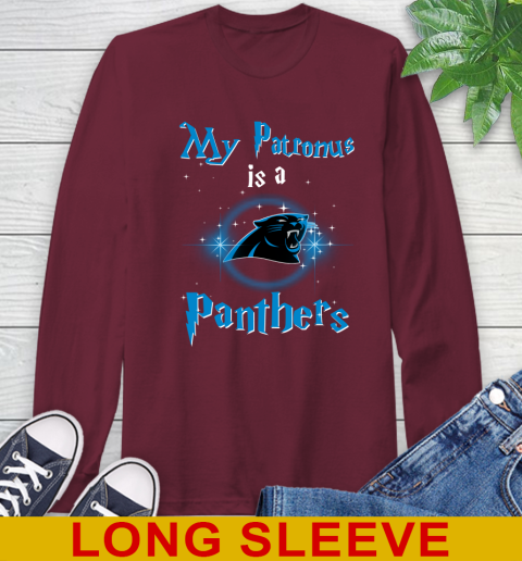 NFL Football Harry Potter My Patronus Is A Carolina Panthers Long Sleeve T-Shirt 7