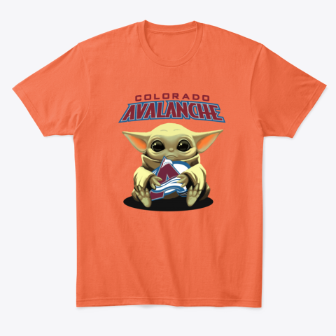 xsr3 baby yoda hugs the colorado avalanche classic t shirt 2 front orange