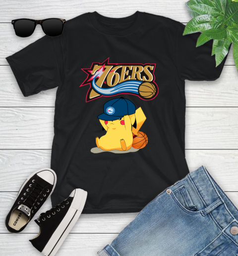NBA Pikachu Basketball Sports Philadelphia 76ers Youth T-Shirt 2