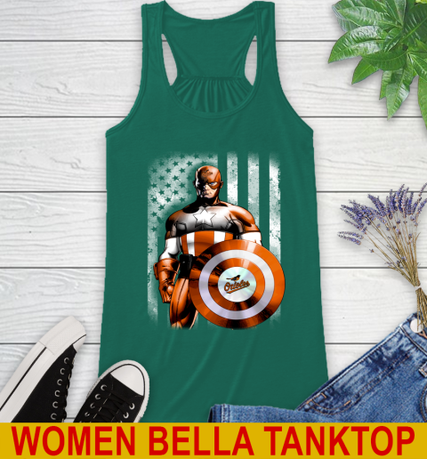 Baltimore Orioles MLB Baseball Captain America Marvel Avengers American Flag Shirt Racerback Tank 5