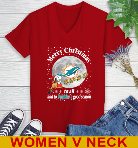 Miami Dolphins Merry Christmas To All And To Dolphins A Good Season NFL Football Sports Women's V-Neck T-Shirt 10