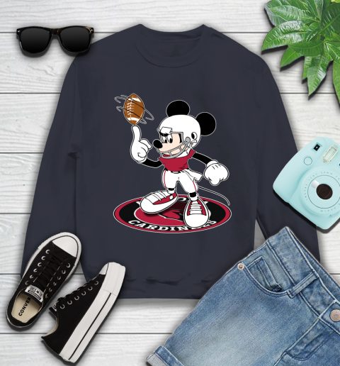 NFL Football Arizona Cardinals Cheerful Mickey Disney Shirt fish pond Youth Sweatshirt 3