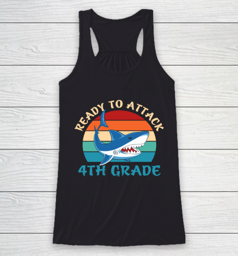 Back To School Shirt Ready to attack 4th grade Racerback Tank