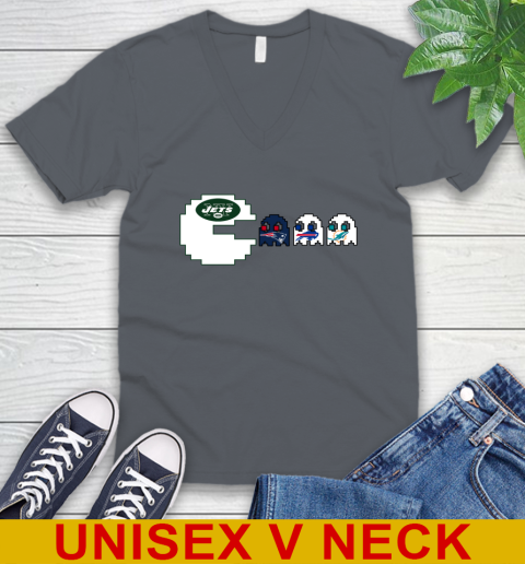 New York Jets NFL Football Pac Man Champion V-Neck T-Shirt 5