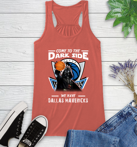 NBA Come To The Dark Side We Have Dallas Mavericks Star Wars Darth Vader Basketball Racerback Tank 3