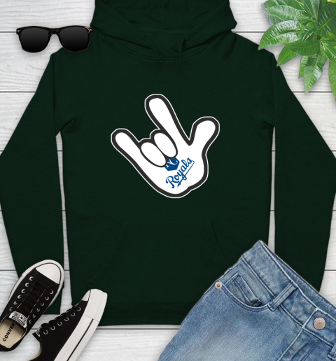 Kansas City Royals MLB Baseball Mickey Rock Hand Disney Youth Hoodie 13