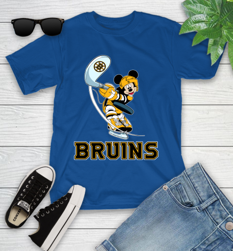 NHL Hockey Boston Bruins Cheerful Mickey Mouse Shirt Youth T-Shirt 9
