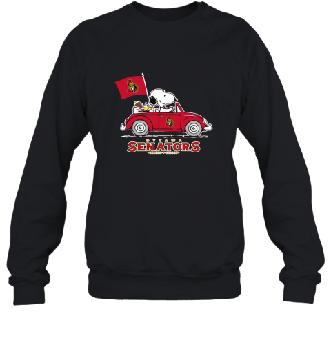 Snoopy And Woodstock Ride The Ottawa Senators Car NHL Sweatshirt