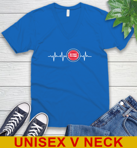 Detroit Pistons NBA Basketball Heart Beat Shirt V-Neck T-Shirt 5