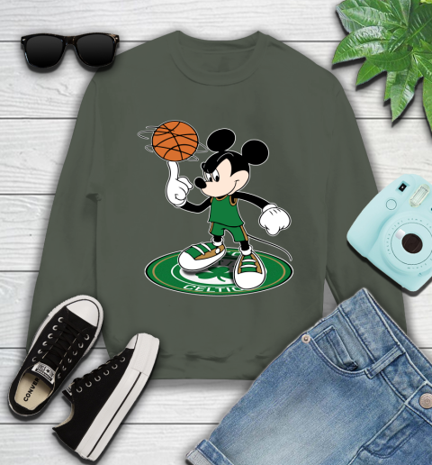 NBA Basketball Boston Celtics Cheerful Mickey Disney Shirt Youth Sweatshirt 9