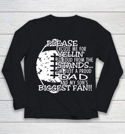 Father's Day Funny Gift Ideas Apparel  Football Dad Sons Biggest Fan T Shirt Youth Long Sleeve