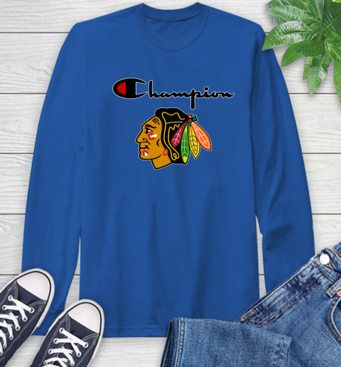 NHL Hockey Chicago Blackhawks Champion Shirt Long Sleeve T-Shirt 7