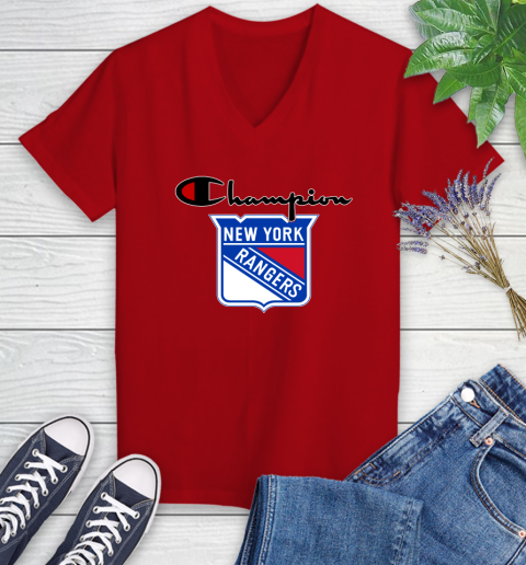NHL Hockey New York Rangers Champion Shirt Women's V-Neck T-Shirt 8