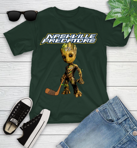 Nashville Predators NHL Hockey Groot Marvel Guardians Of The Galaxy Youth T-Shirt 5