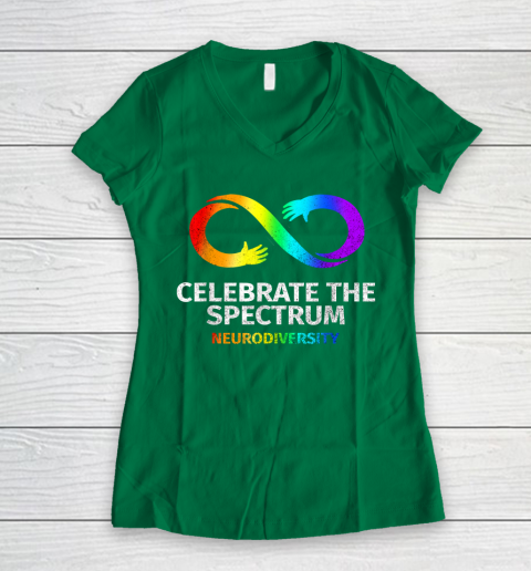 Neurodiversity Celebrate Spectrum Infinity Autism Awareness Women's V-Neck T-Shirt 3