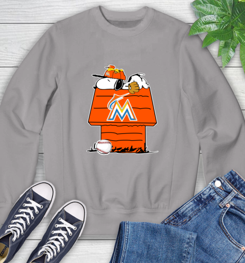 MLB Miami Marlins Snoopy Woodstock The Peanuts Movie Baseball T Shirt Sweatshirt 5