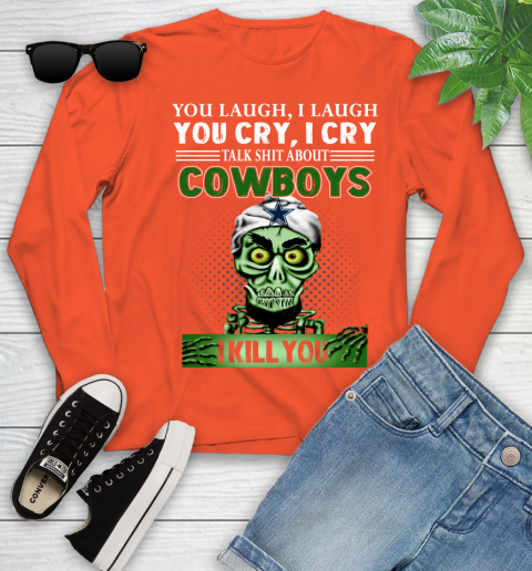 NFL Talk Shit About Dallas Cowboys I Kill You Achmed The Dead Terrorist Jeffrey Dunham Football Youth Long Sleeve 3