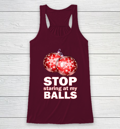 Stop Staring at my Balls Funny Christmas Holiday Pajama Racerback Tank 2
