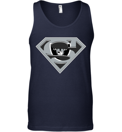 Oakland Raiders NFL LOGO Superman y2lo oakland raiders nfl logo superman unisex tank 17 front navy
