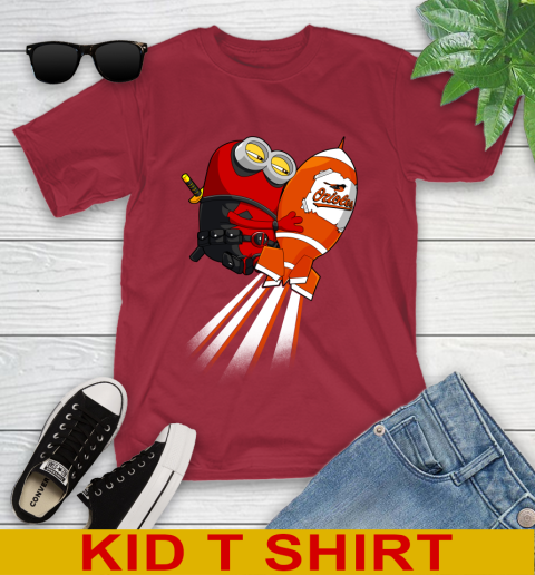 MLB Baseball Baltimore Orioles Deadpool Minion Marvel Shirt Youth T-Shirt 12