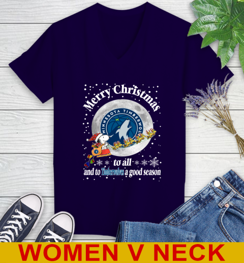 Minnesota Timberwolves Merry Christmas To All And To Timberwolves A Good Season NBA Basketball Sports Women's V-Neck T-Shirt 3