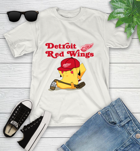 NHL Pikachu Hockey Sports Detroit Red Wings Youth T-Shirt
