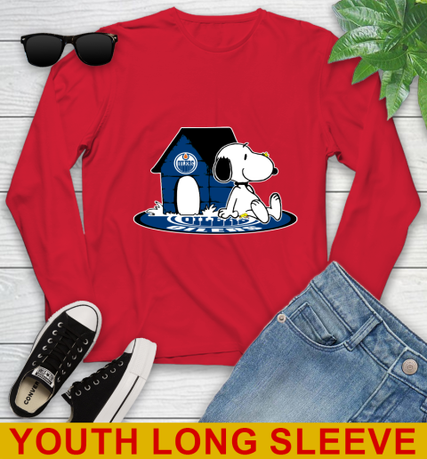 NHL Hockey Edmonton Oilers Snoopy The Peanuts Movie Shirt Youth Long Sleeve 11