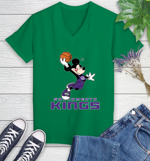 NBA Basketball Sacramento Kings Cheerful Mickey Mouse Shirt Women's V-Neck T-Shirt 5