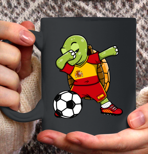 Dabbing Turtle Spain Soccer Fans Jersey Spanish Football Ceramic Mug 11oz