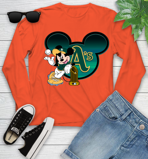 MLB Oakland Athletics The Commissioner's Trophy Mickey Mouse Disney Youth Long Sleeve 4