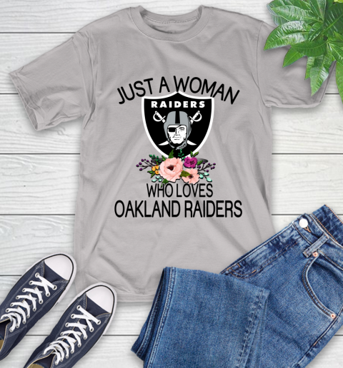 NFL Just A Woman Who Loves Oakland Raiders Football Sports T-Shirt 12