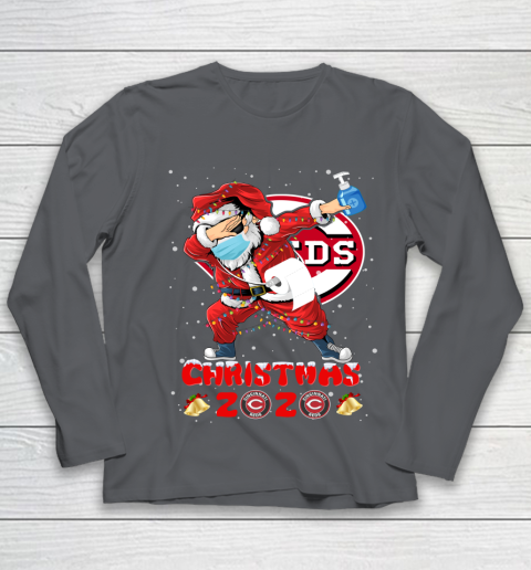 Cincinnati Reds Funny Santa Claus Dabbing Christmas 2020 MLB Youth Long Sleeve 6