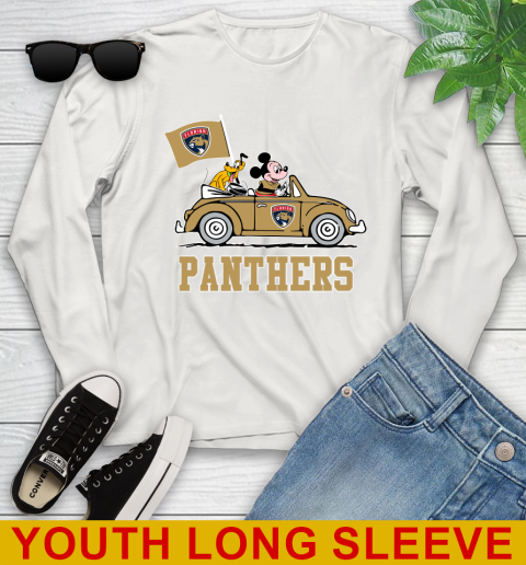 NHL Hockey Florida Panthers Pluto Mickey Driving Disney Shirt Youth Long Sleeve 12