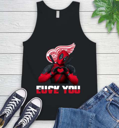 NHL Detroit Red Wings Deadpool Love You Fuck You Hockey Sports Tank Top
