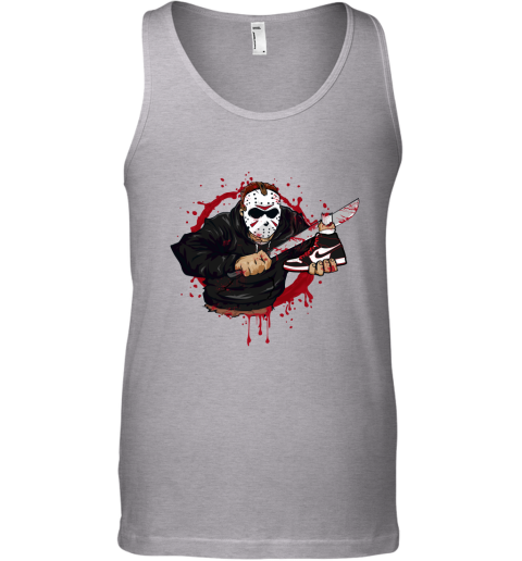 Air Jordan 1 Bloodline Matching Sneaker Tshirt Jason Voorhees Black and White Jordan Tshirt