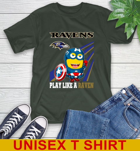 NFL Football Baltimore Ravens Captain America Marvel Avengers Minion Shirt T-Shirt 6