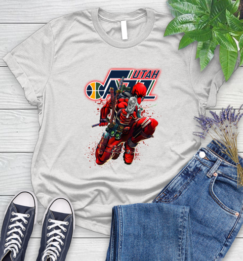 NBA Deadpool Marvel Comics Sports Basketball Utah Jazz Women's T-Shirt