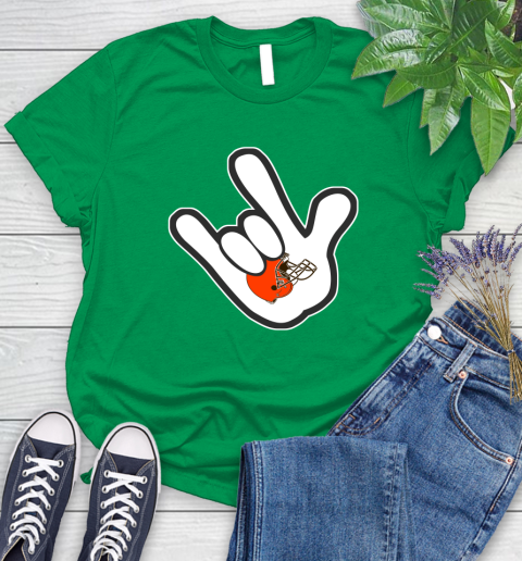 Cleveland Browns NFL Football Mickey Rock Hand Disney Women's T-Shirt 6