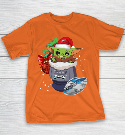 Philadelphia Eagles Christmas Baby Yoda Star Wars Funny Happy NFL Youth T-Shirt 6