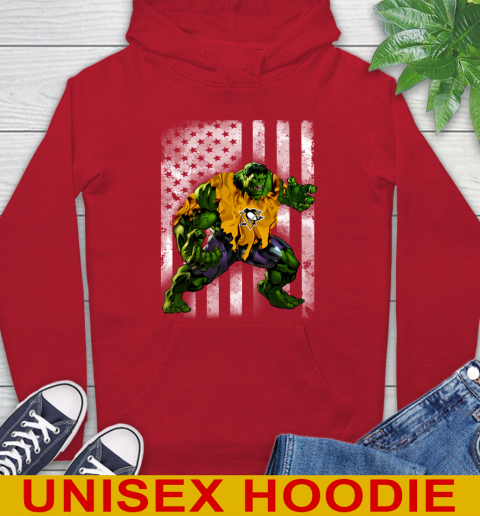 Pittsburgh Penguins Hulk Marvel Avengers NHL Hockey American Flag Hoodie 10