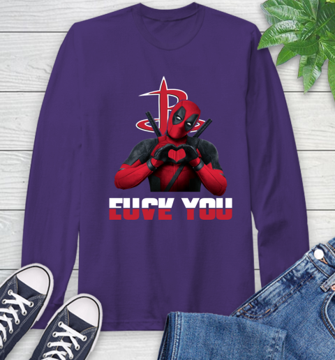 NBA Houston Rockets Deadpool Love You Fuck You Basketball Sports Long Sleeve T-Shirt 5