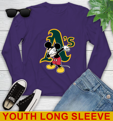 Oakland Athletics MLB Baseball Dabbing Mickey Disney Sports Youth Long Sleeve 5