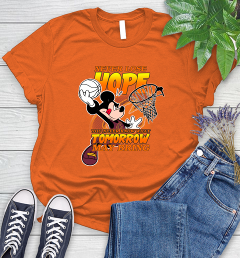 Cleveland Cavaliers NBA Basketball Mickey Disney Never Lose Hope Women's T-Shirt 3