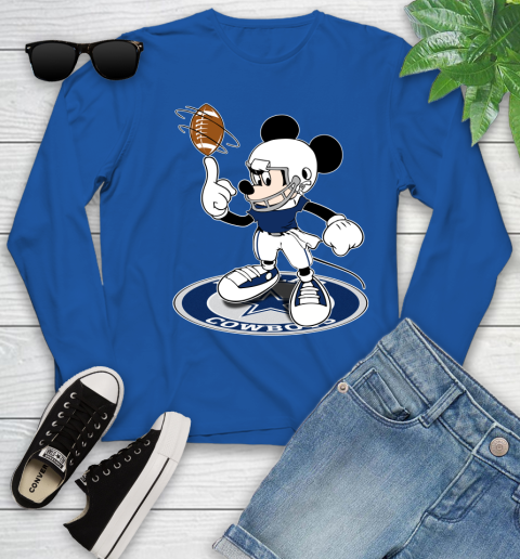 NFL Football Dallas Cowboys Cheerful Mickey Disney Shirt Youth Long Sleeve 10