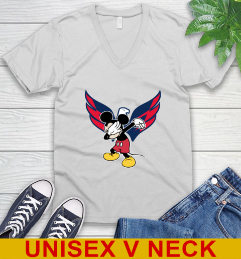 Washington Capitals NHL Hockey Dabbing Mickey Disney Sports V-Neck T-Shirt